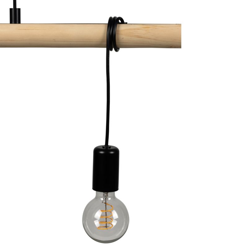 Loftslampe Hornero 3xE27 Sort Træ