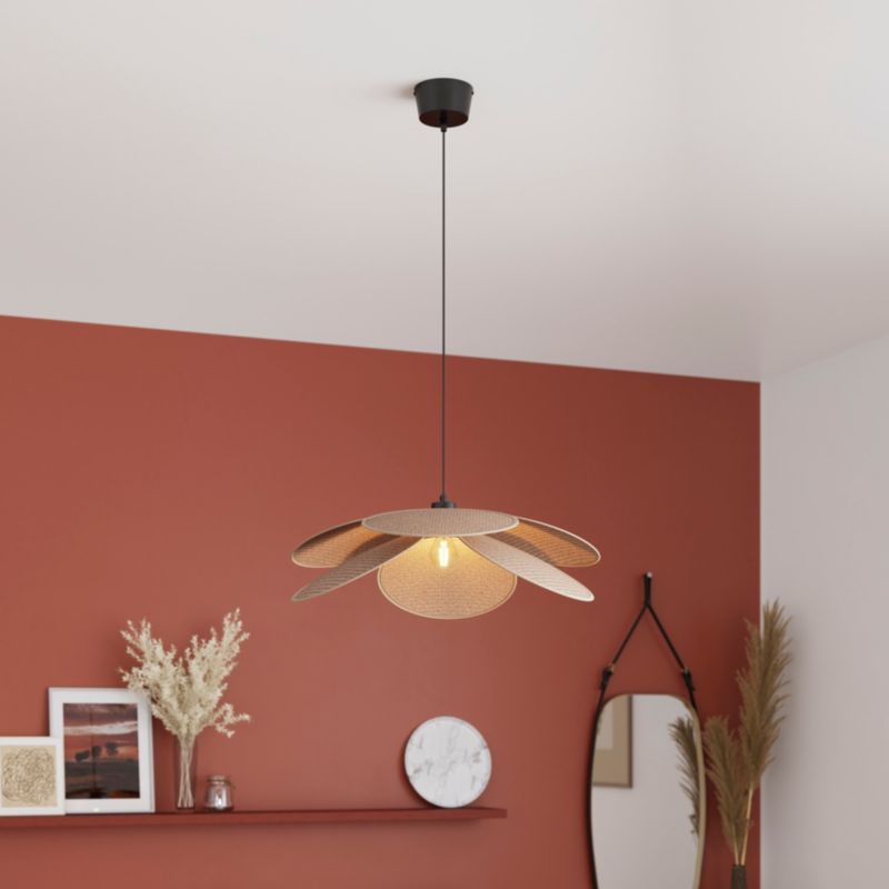 Hængelampe Kenya 70 cm Rattan Sort Mat