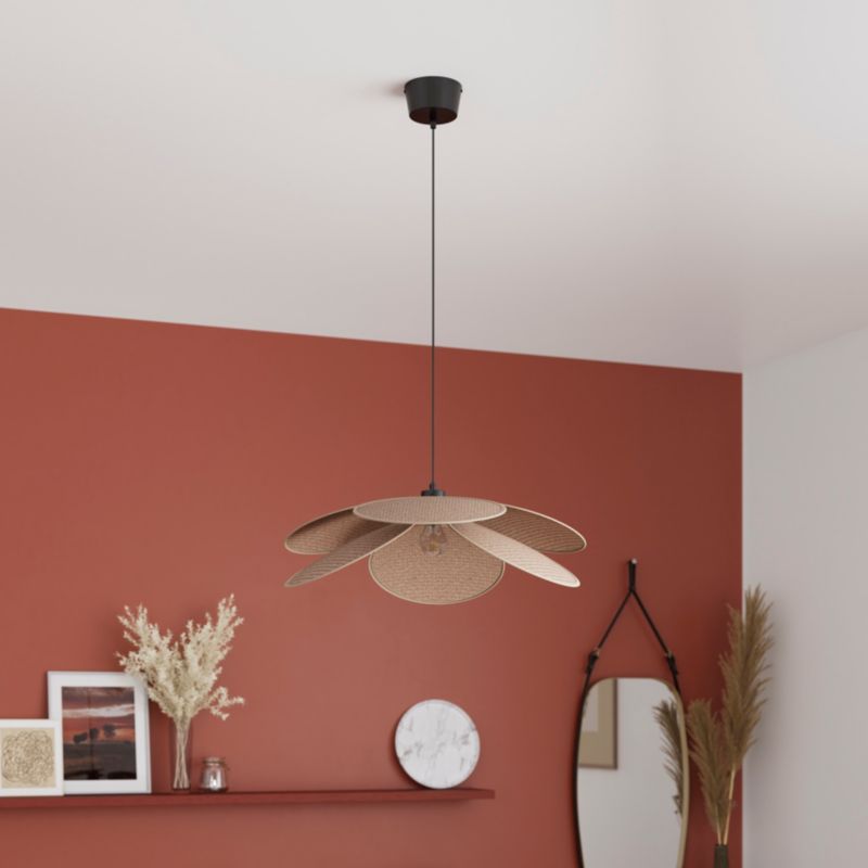 Hængelampe Kenya 70 cm Rattan Sort Mat