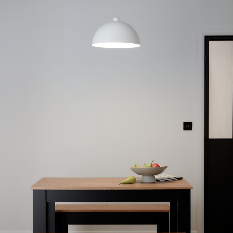GoodHome Songor 1-punkts pendel E27 38 cm hvid