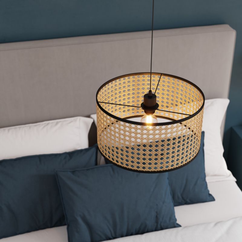 Hængelampe Tonkin 1xE27 Rattan Natur/Sort 38 cm