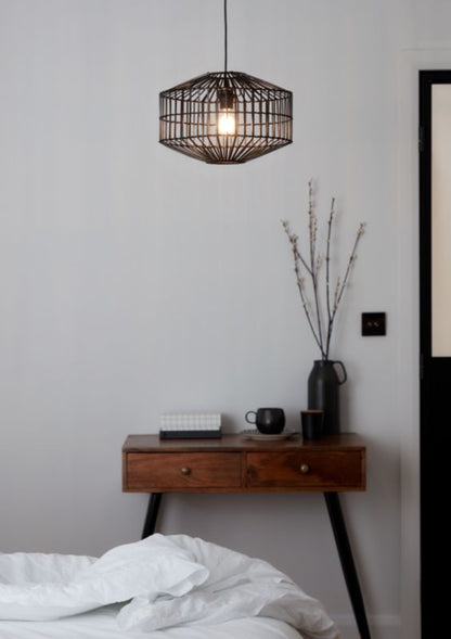 Hængelampe Wutai 1 x 40 W E27 38 cm Mørk Bambus