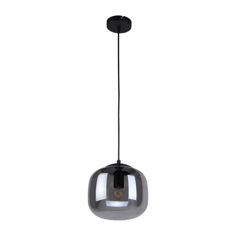Hængelampe Calto 1xE27 Røget Glas Sort 120 cm