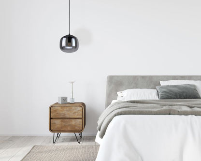 Hængelampe Calto 1xE27 Røget Glas Sort 120 cm