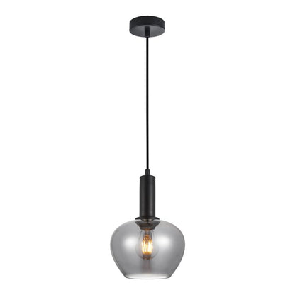 Hængelampe Stabla 1xE27 Røget Glas Sort