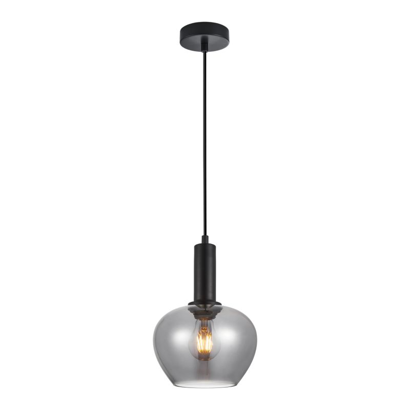 Hængelampe Stabla 1xE27 Røget Glas Sort