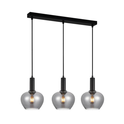 Hængelampe Stabla 3xE27 Røget Glas Sort 105 cm