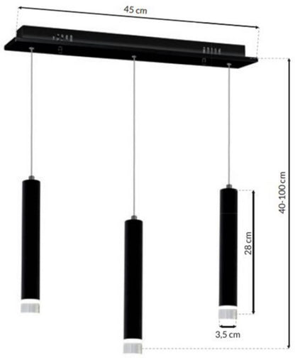 LED Loftslampe Carbon 3 x 5 W Sort