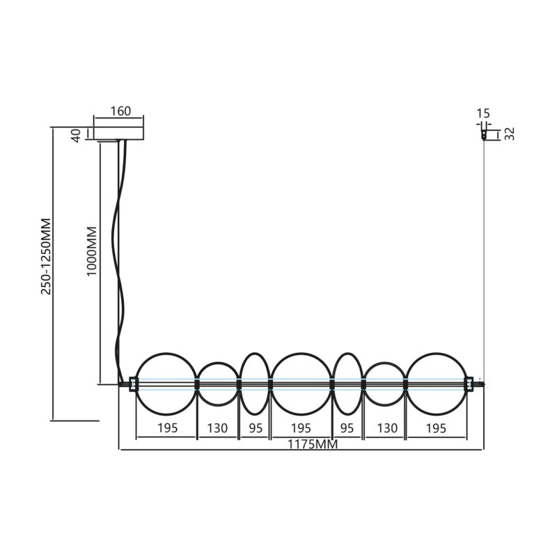 LED-loftlampe Daphne 40 W Sort