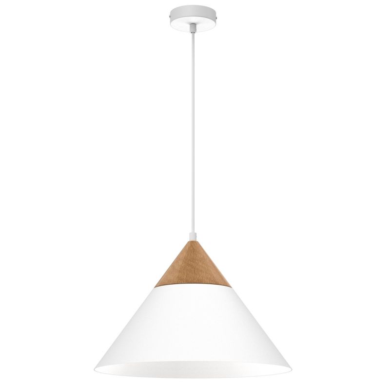 Hængelampe Luminex Single 1 x E27 Hvid Træ