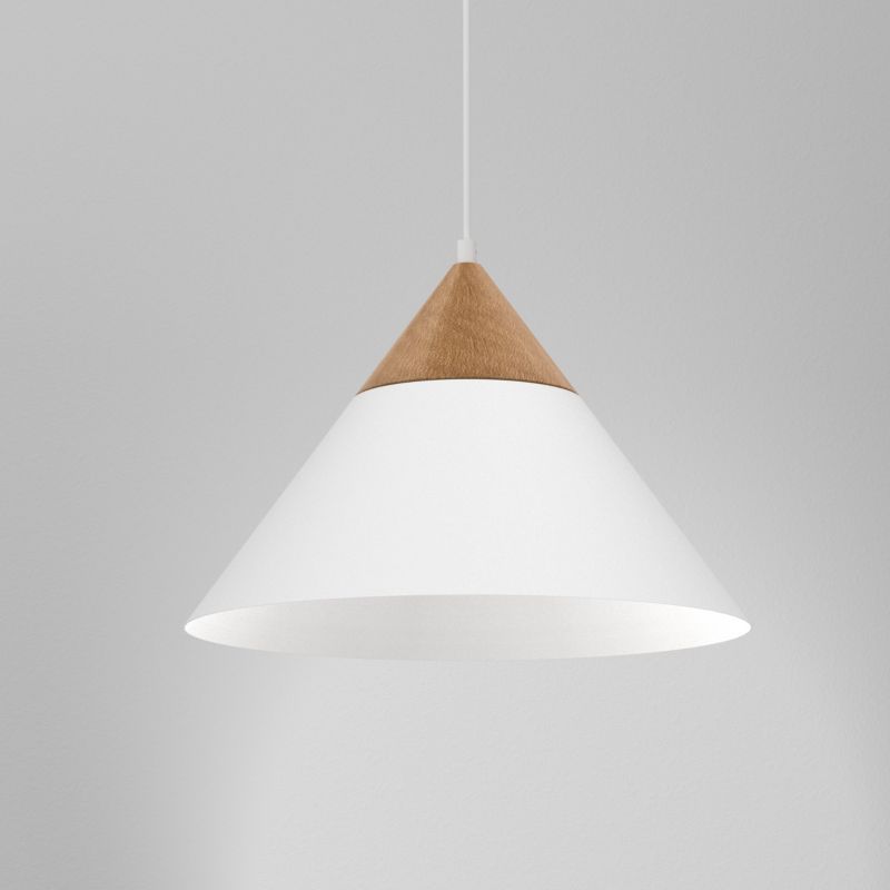 Hængelampe Luminex Single 1 x E27 Hvid Træ