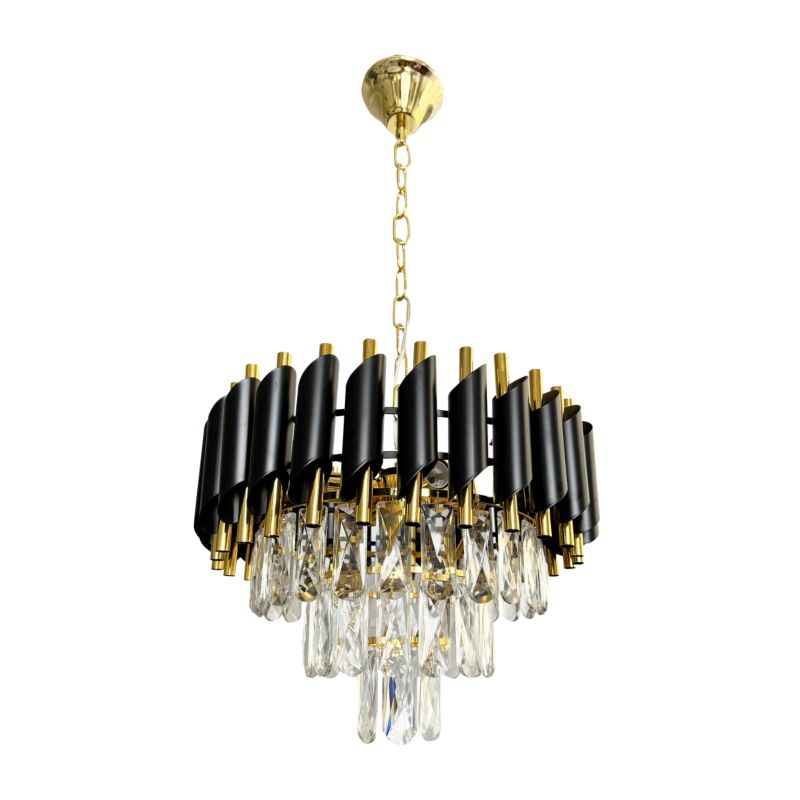 Lysekrone Milagro Cristal 5xE14 Sort Guld 38 cm