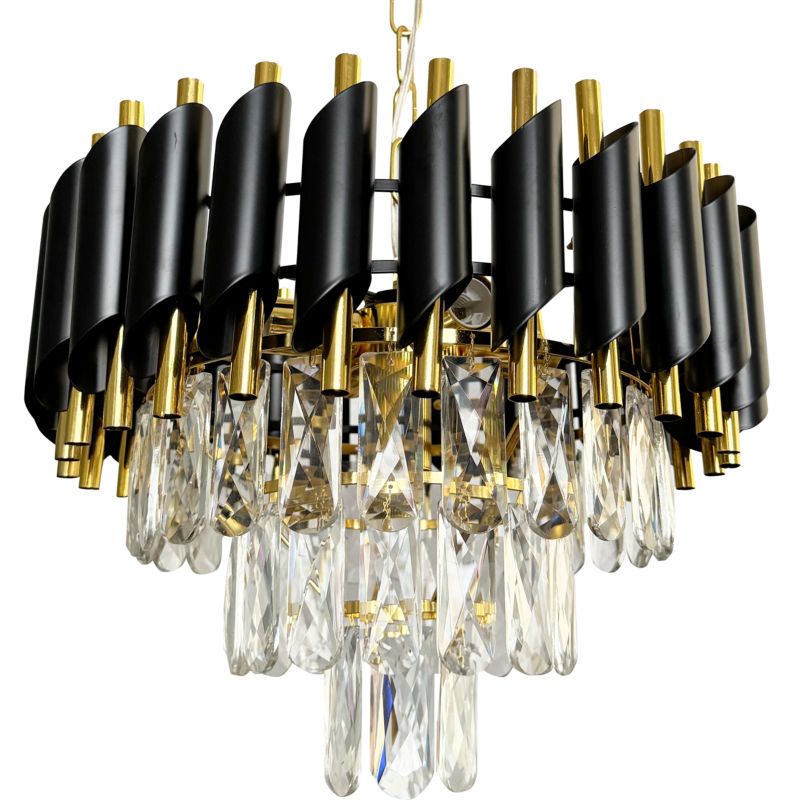 Lysekrone Milagro Cristal 5xE14 Sort Guld 38 cm