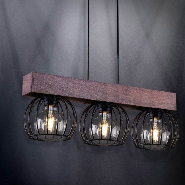 Hængelampe Milan 3 1x60W E27 Brun