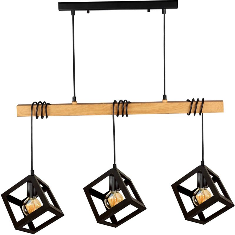 Hængelampe Sweden Wood 3 x 20 W E27 Sort