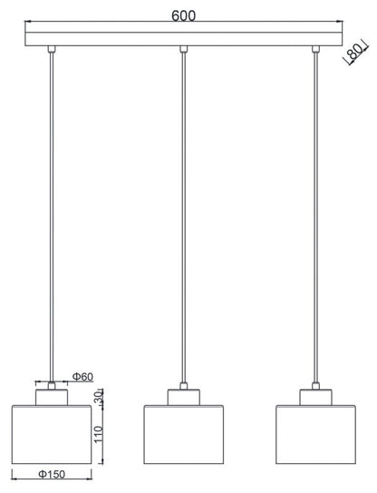 Hængelampe Riva 3 x E27 Krom