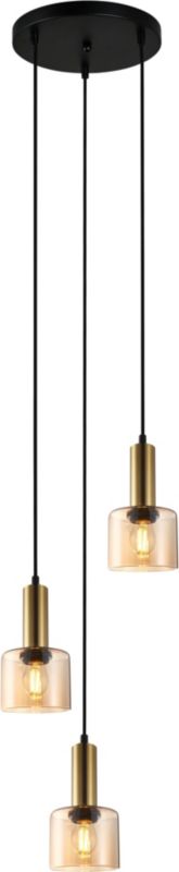Hængelampe Santia 3 x 40 W E27 Rund Skinne Brun/Amber