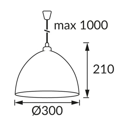 Hængelampe Inka 1xE27 Hvid 30 cm