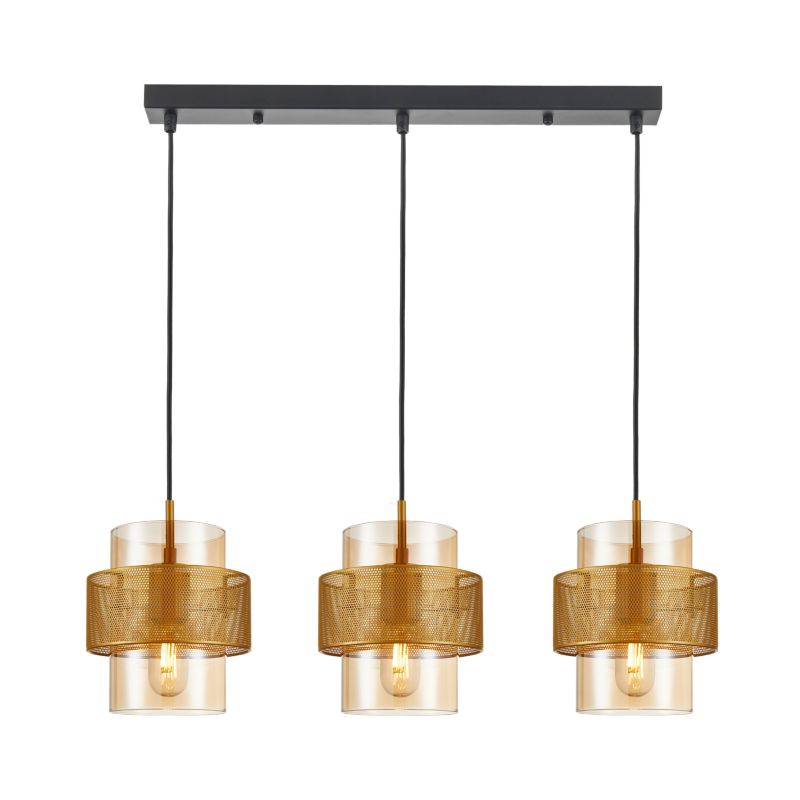Vinoti pendel 3 x E27 guld/amber