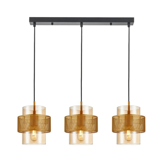 Vinoti pendel 3 x E27 guld/amber