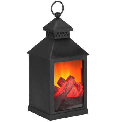 Springos LED-lanterne med flammeeffekt 10,5 x 10,5 x 22,5 cm – dekorativ pejselygte til jul, 1 stk.
