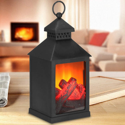 Springos LED-lanterne med flammeeffekt 10,5 x 10,5 x 22,5 cm – dekorativ pejselygte til jul, 1 stk.