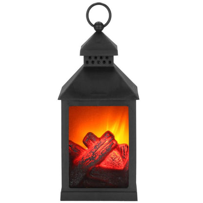 Springos LED-lanterne med flammeeffekt 10,5 x 10,5 x 22,5 cm – dekorativ pejselygte til jul, 1 stk.