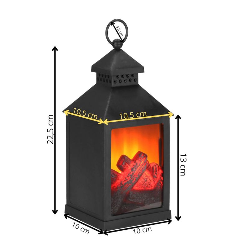 Springos LED-lanterne med flammeeffekt 10,5 x 10,5 x 22,5 cm – dekorativ pejselygte til jul, 1 stk.