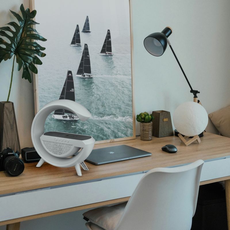 Bordlampe DPM med BT-højttaler RGB Hvid