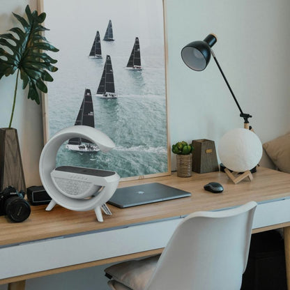 Bordlampe DPM med BT-højttaler RGB Hvid