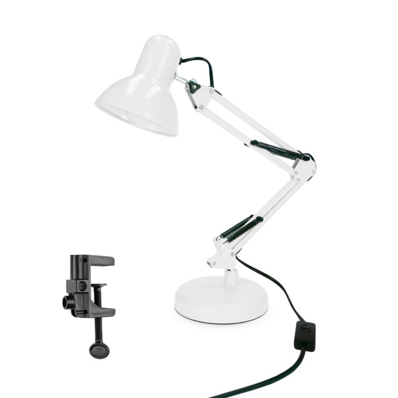 Pixi White E27 bordlampe i hvid med base og clips EDO777536, 1 stk.