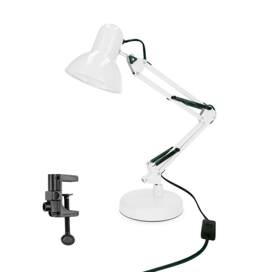 Pixi White E27 bordlampe i hvid med base og clips EDO777536, 1 stk.
