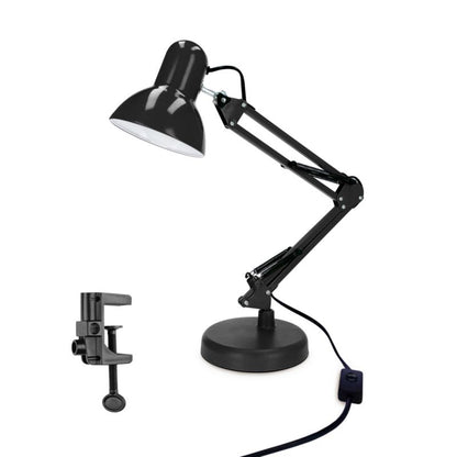 Edo Pixi Black E27 skrivebordslampe sæt med fod og clips EDO777535 sort 1 stk.