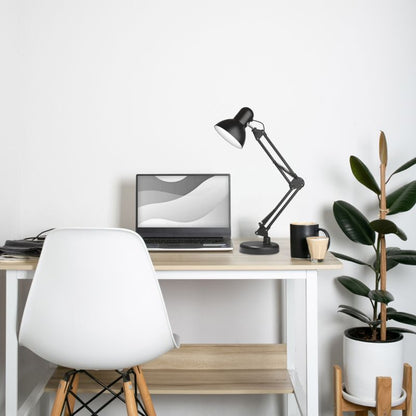 Edo Pixi Black E27 skrivebordslampe sæt med fod og clips EDO777535 sort 1 stk.