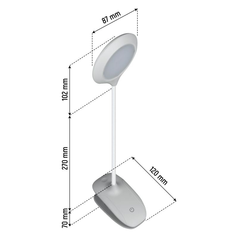 LED bordlampe DPM med clips hvid