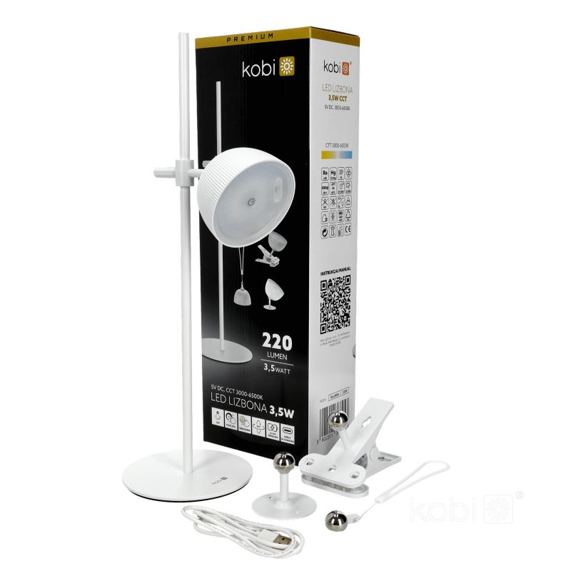 LED skrivebordslampe Kobi Lizbona 3,5W IP54 hvid 1 stk.
