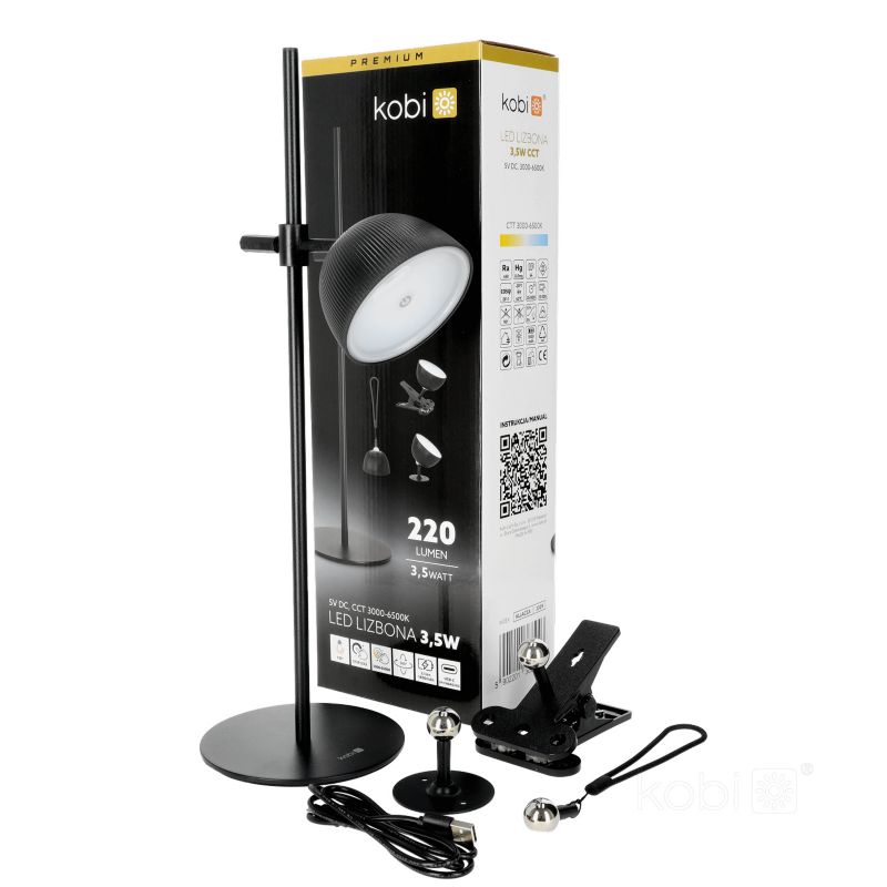 LED skrivebordslampe Kobi Lizbona 3,5W IP54 sort 1 stk.