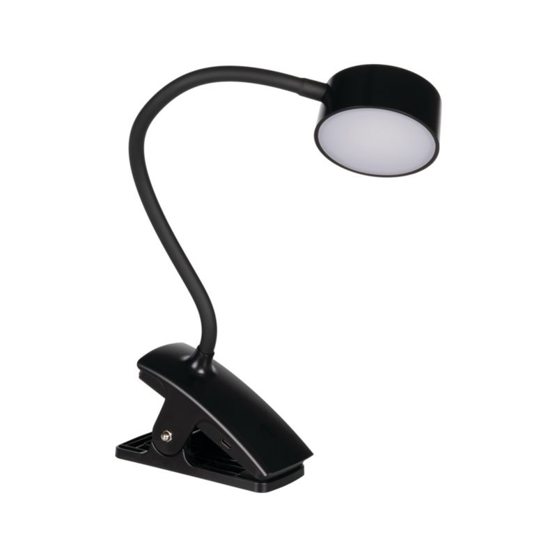 LED skrivebordslampe LightLogic LL AGREER B 66480 med justerbar farvetemperatur til børn, klemme, USB, sort, væglampe, 1 stk.
