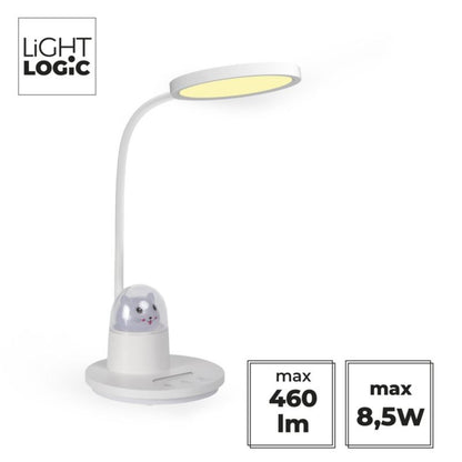 LightLogic LL BINED LED W bordlampe med justerbar temperatur, natlampe til børn, katteholder, hvid, 1 stk.