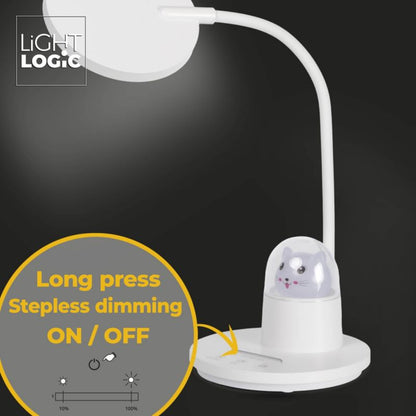 LightLogic LL BINED LED W bordlampe med justerbar temperatur, natlampe til børn, katteholder, hvid, 1 stk.