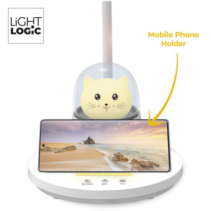 LightLogic LL BINED LED W bordlampe med justerbar temperatur, natlampe til børn, katteholder, hvid, 1 stk.