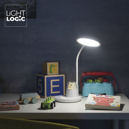 LightLogic LL BINED LED W bordlampe med justerbar temperatur, natlampe til børn, katteholder, hvid, 1 stk.