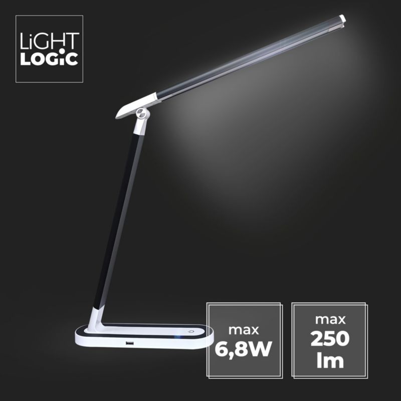 LED skrivebordslampe LightLogic LL CATAL LED W/B 66406 til børn, hvid-sort, 1 stk.