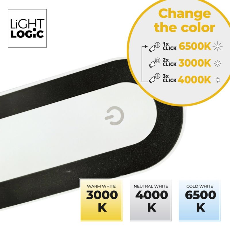 LED skrivebordslampe LightLogic LL CATAL LED W/B 66406 til børn, hvid-sort, 1 stk.