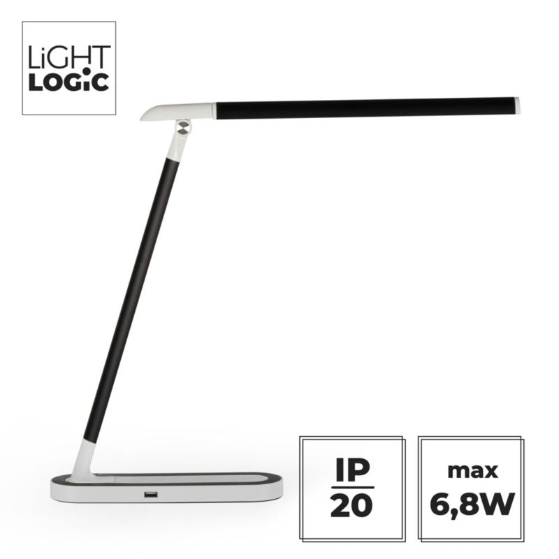 LED skrivebordslampe LightLogic LL CATAL LED W/B 66406 til børn, hvid-sort, 1 stk.