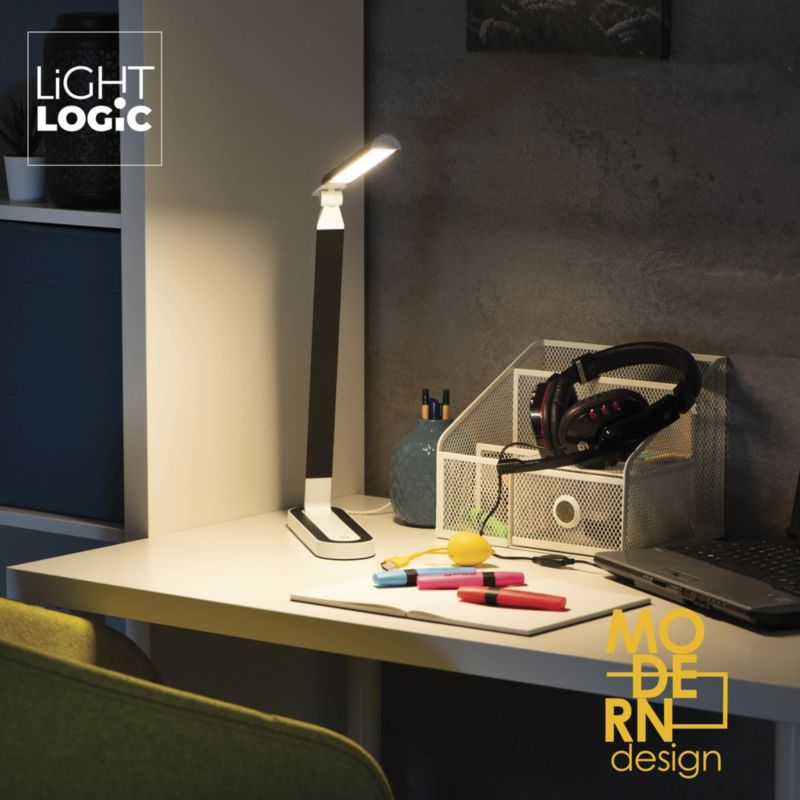 LED skrivebordslampe LightLogic LL CATAL LED W/B 66406 til børn, hvid-sort, 1 stk.
