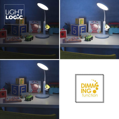 LightLogic LL TFARI LED BL 66486 LED bordlampe med justerbar farvetemperatur 3000/4000/6500 K til børn, natlampe blå bamse, 1 stk.