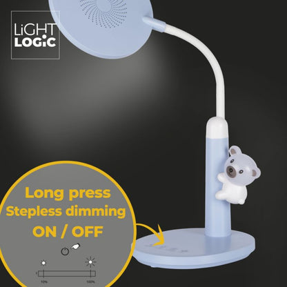 LightLogic LL TFARI LED BL 66486 LED bordlampe med justerbar farvetemperatur 3000/4000/6500 K til børn, natlampe blå bamse, 1 stk.