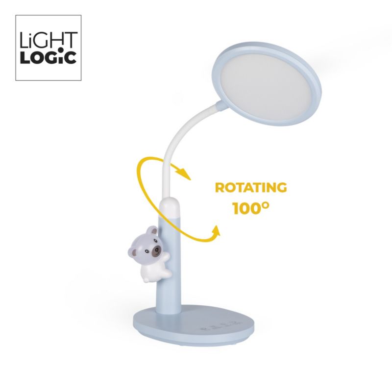 LightLogic LL TFARI LED BL 66486 LED bordlampe med justerbar farvetemperatur 3000/4000/6500 K til børn, natlampe blå bamse, 1 stk.