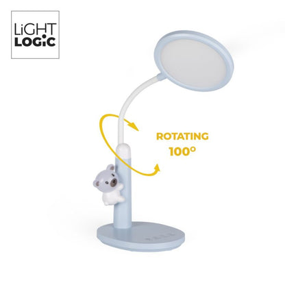 LightLogic LL TFARI LED BL 66486 LED bordlampe med justerbar farvetemperatur 3000/4000/6500 K til børn, natlampe blå bamse, 1 stk.